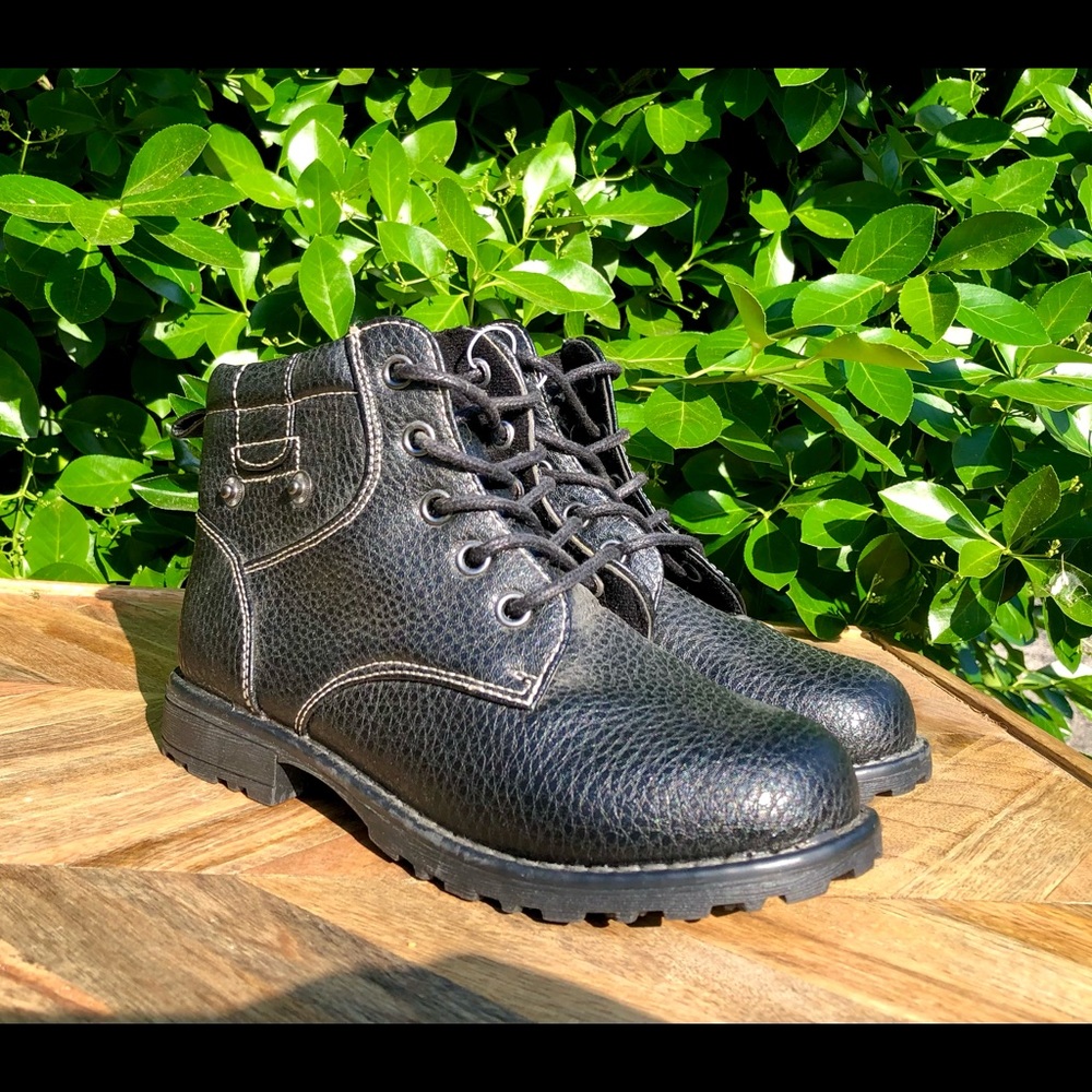 Black Faux Leather Ruum Boots